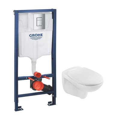 Комплект 4 в 1: Інсталяція Grohe Rapid SL 3 в 1 38772001 + Унітаз безободковий Kroner Oker WHI533536 RIMLESS з сидінням Slim Duroplast / Soft-close / Quick relase KO533536WHIR (38772001KO533536) CV033828 фото