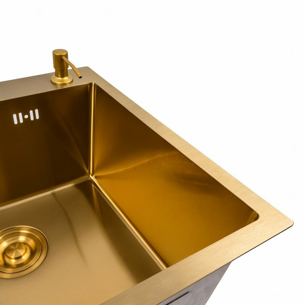 Комплект кухонной мойки Platinum Handmade 50*50 PVD Gold NES-JL7 pl23218 фото