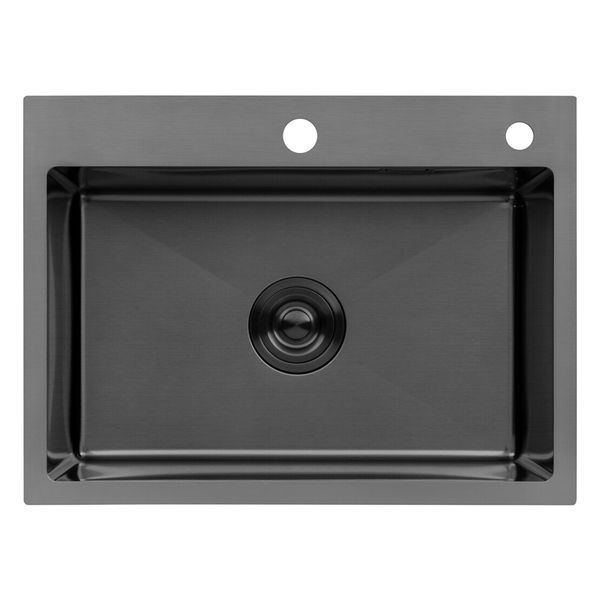 Комплект кухонной мойки Kroner KRP Schwarze 58х43HM PVD ST08 Grafite SL44648 фото