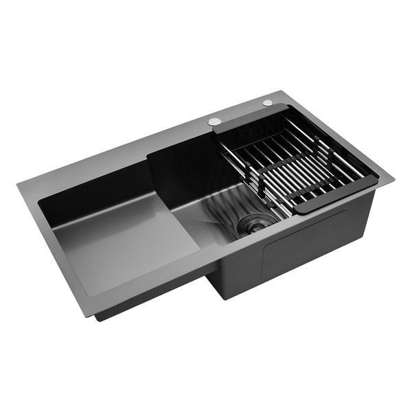 Комплект кухонной мойки KRP Schwarze - 7848RHM PVD ST041420 фото