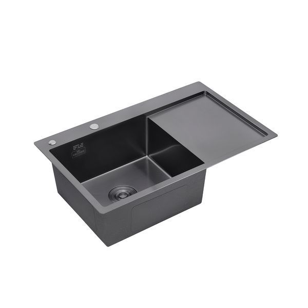 Комплект кухонної мийки Kroner KRP Schwarze - 7849LHM PVD (3/1 мм) ST35227 фото