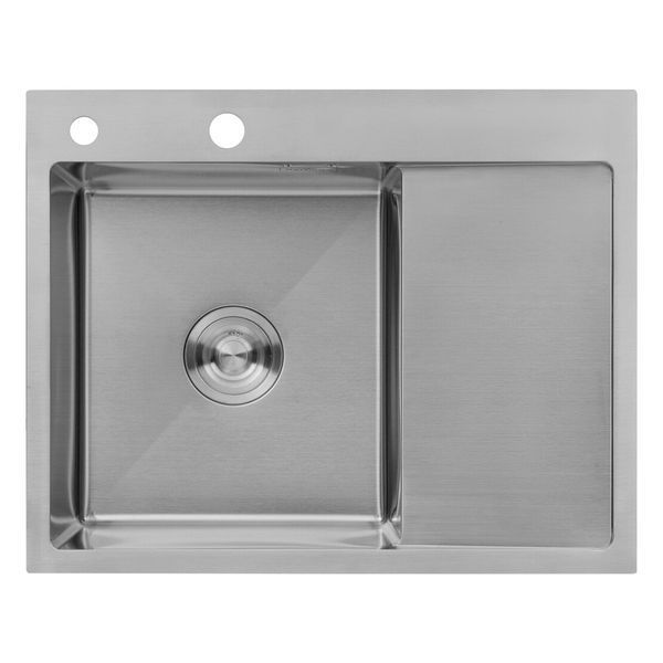 Комплект кухонної мийки Kroner KRP Geb&uuml;rstet 63х50LHM BLK04 nichel SL54261 фото
