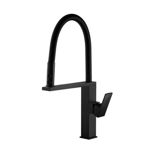 Змішувач латунний для кухні з гнучким виливом Pllen&oacute; Lazio BLK03 nero ST430003 фото