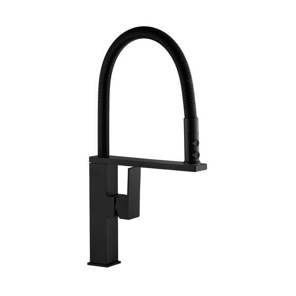 Змішувач латунний для кухні з гнучким виливом Pllen&oacute; Lazio BLK03 nero ST430003 фото