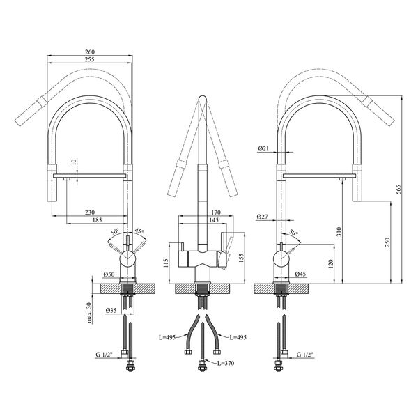 Комплект кухонної мийки KRP Gebürstet - 6050HM ST030221 фото