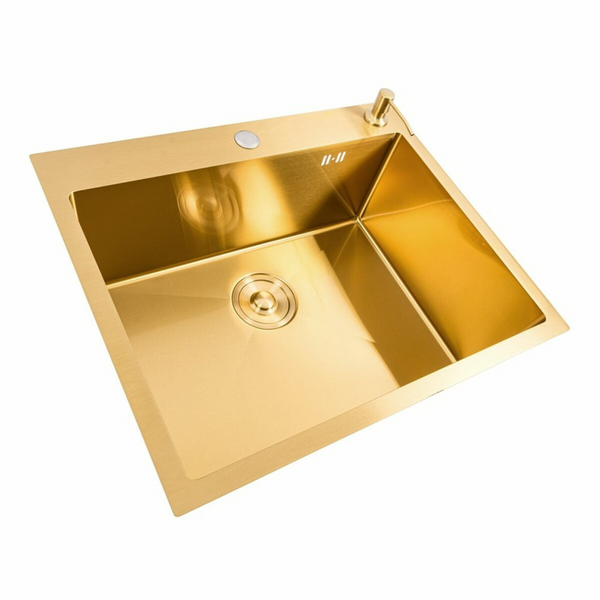 Комплект кухонної мийки Platinum 60*50 PVD ST4313 Gold  SL2355 фото