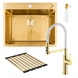 Комплект кухонної мийки Platinum 60*50 PVD ST4314 Gold SL2356 фото 1