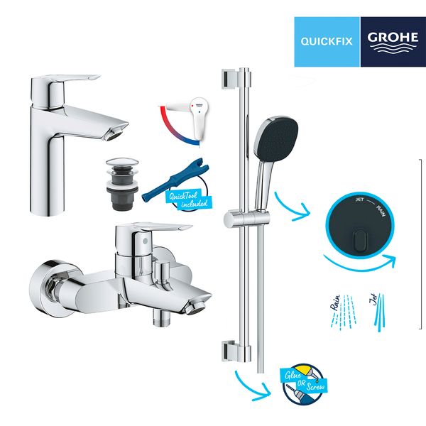 Набір змішувачів 3 в 1 для ванної кімнати Grohe QuickFix Start M-Size UA202301ME CV030618 фото