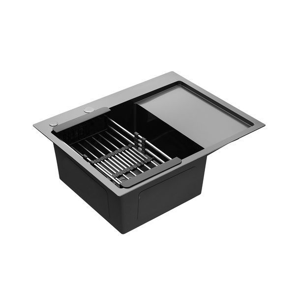 Комплект кухонной мойки KRP Schwarze - 6350LHM PVD ST41922 фото