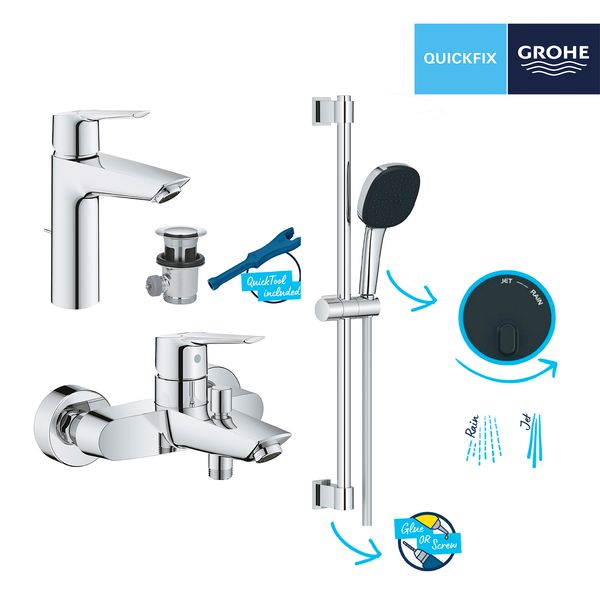 Комплект змішувачів для ванної кімнати Grohe QuickFix Start UA202301MQ CV030619 фото