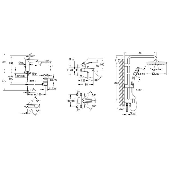 Набір змішувачів 3 в 1 для ванної кімнати Grohe QuickFix Start M-Size UA202305RM CV030621 фото