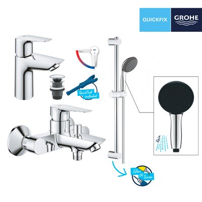 Набір змішувачів 3 в 1 для ванної кімнати Grohe QuickFix StartEdge S-Size UA202501SE CV030624 фото