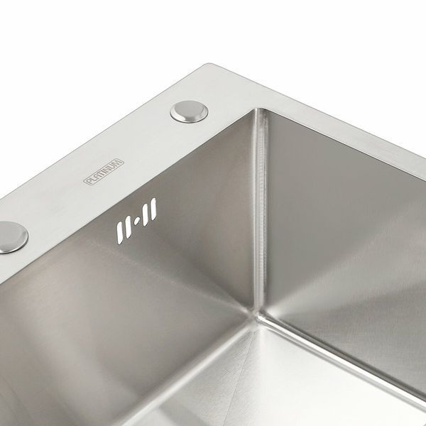 Комплект кухонной мойки 580Х430Х220 Platinum со смесителем водопад pl62351 фото