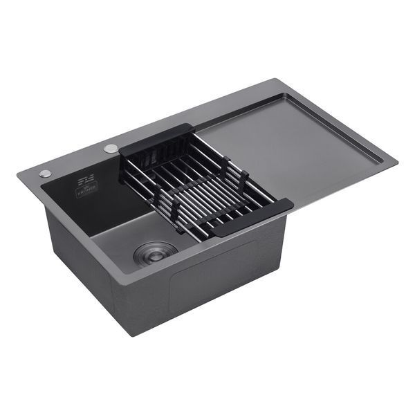 Комплект кухонної мийки Kroner KRP Schwarze 7849LHM PVD ST4303 ST42121 фото