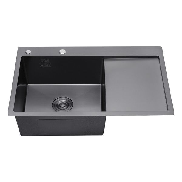 Комплект кухонної мийки Kroner KRP Schwarze 7849LHM PVD ST4303 ST42121 фото
