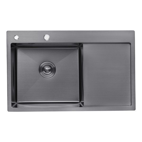 Комплект кухонної мийки Kroner KRP Schwarze 7849LHM PVD ST4303 ST42121 фото