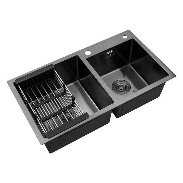 Комплект кухонної мийки Kroner KRP Schwarze - 7843ZHM PVD ST4303 ST42461 фото