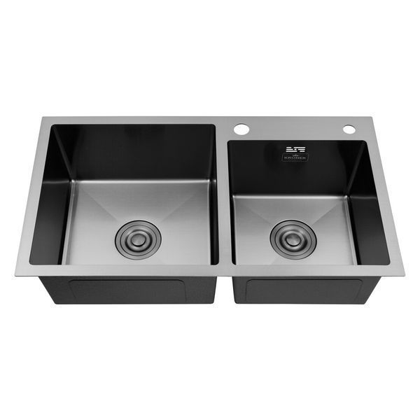 Комплект кухонної мийки Kroner KRP Schwarze - 7843ZHM PVD ST4303 ST42461 фото
