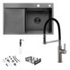 Комплект кухонной мойки Kroner KRP Schwarze 78х49HM PVD ST07 Grafite SL44792 фото 1