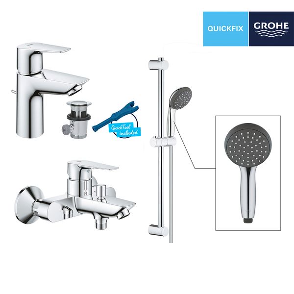 Набір змішувачів 3 в 1 для ванної кімнати Grohe QuickFix StartEdge S-Size UA202501SQ CV030626 фото