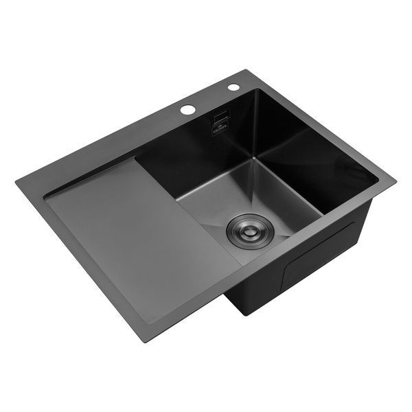 Комплект кухонної мийки Kroner KRP Schwarze 6350RHM PVD ST4303 SL42139 фото