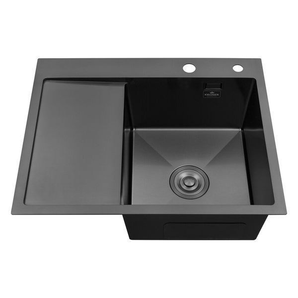 Комплект кухонної мийки Kroner KRP Schwarze 6350RHM PVD ST4303 SL42139 фото