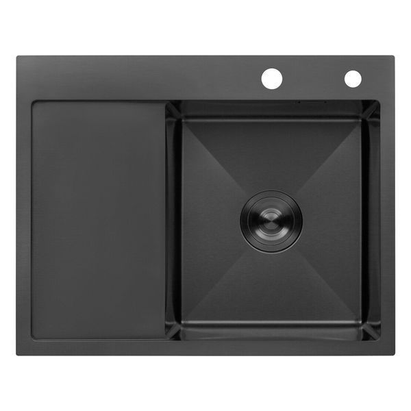 Комплект кухонної мийки Kroner KRP Schwarze 6350RHM PVD ST4303 SL42139 фото