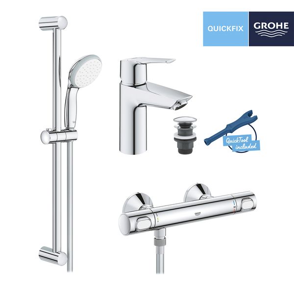 Набір змішувачів 2 в 1 для ванної кімнати Grohe QuickFix Start S-Size 34841551TS CV032726 фото