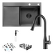 Комплект кухонной мойки Kroner KRP Schwarze 78х49HM PVD ST08 Grafite SL48543 фото 1
