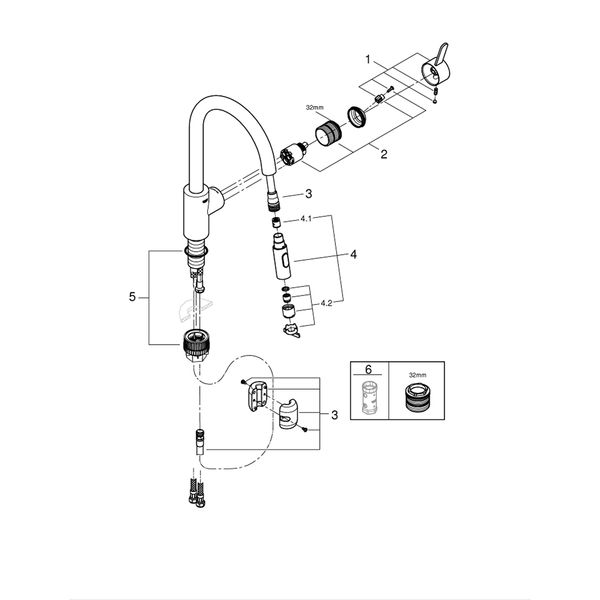 Набір Grohe QuickFix Get UA31484QF7: змішувач для кухні Get 31484001 з дозатором Authentic 40537000 CV030611 фото