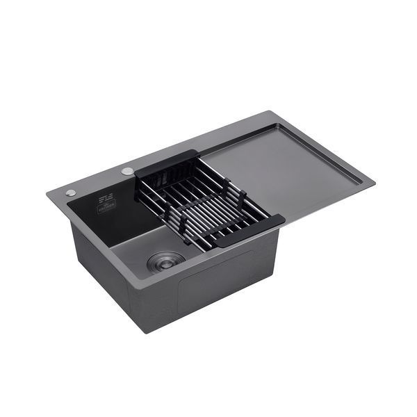 Комплект кухонної мийки KRP Schwarze - 7849LHM PVD ST042380 фото