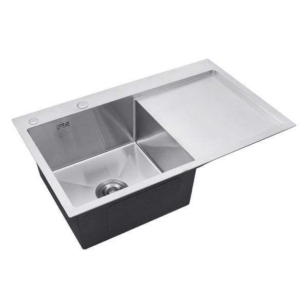 Комплект кухонної мийки Kroner KRP Geb&uuml;rstet 78х49LHM BLK04 nichel SL54729 фото