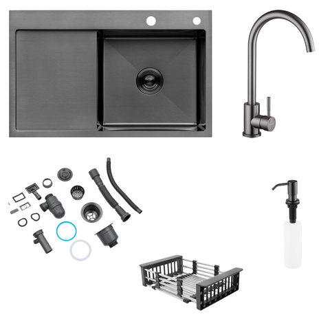Комплект кухонной мойки KRP Schwarze - 7849RHM PVD ST042381 фото