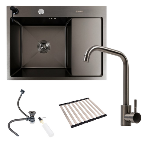 Комплект кухонної мийки Platinum Handmade CM 65*50 L PVD pl23562 фото