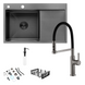 Комплект кухонної мийки Kroner KRP Schwarze 78х49LHM PVD ST07 Grafite SL44791 фото 1